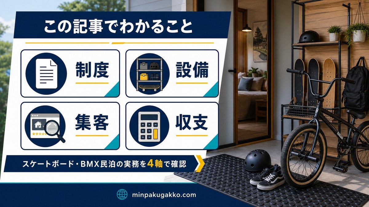 スケートボード・BMX民泊で確認する制度・設備・集客・収支の4軸