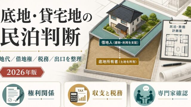 底地・貸宅地で民泊・旅館業を判断するときの権利関係・税務・出口設計