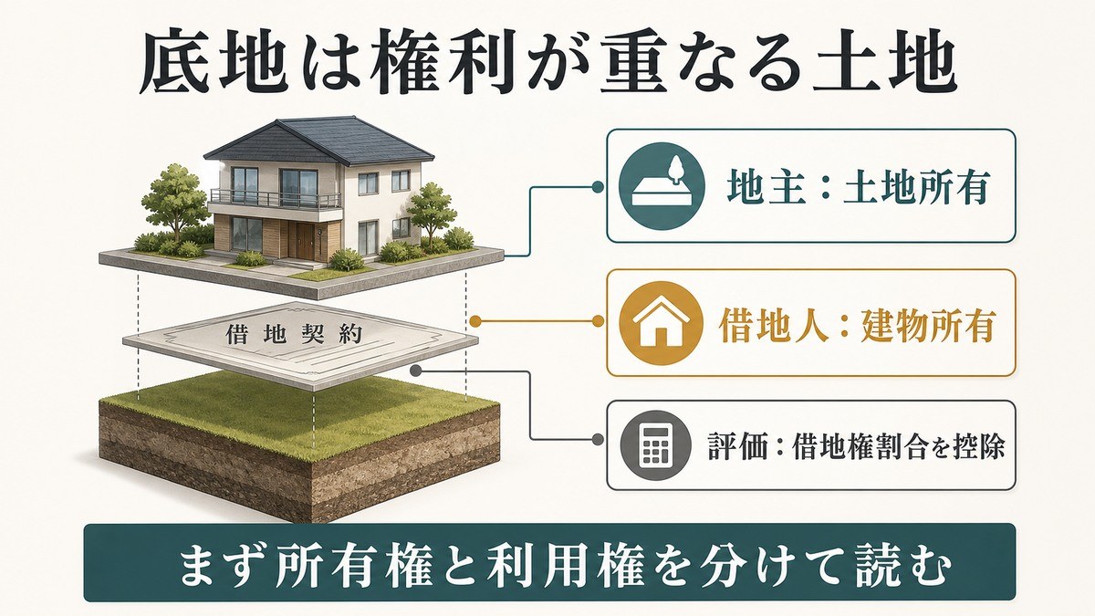 底地(貸宅地)とは何か——借地権が付いた土地を持つということの要点を整理した図解