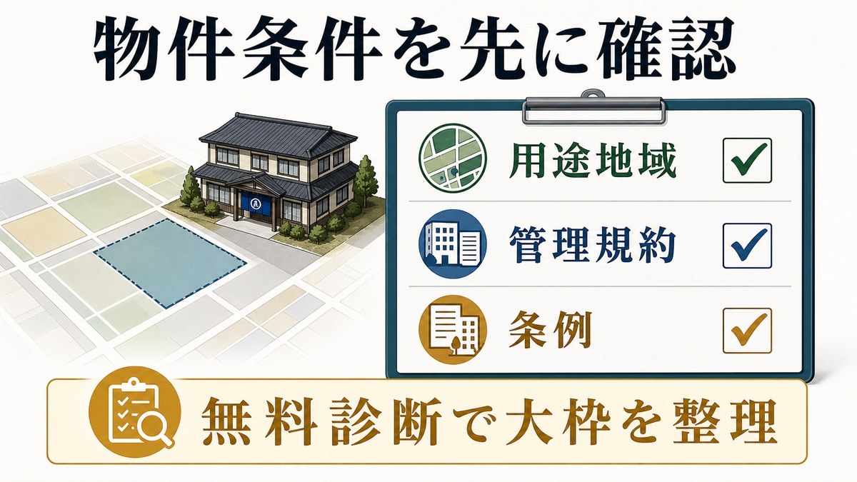 あなたの物件で民泊・旅館業ができるか無料診断の要点を整理した図解
