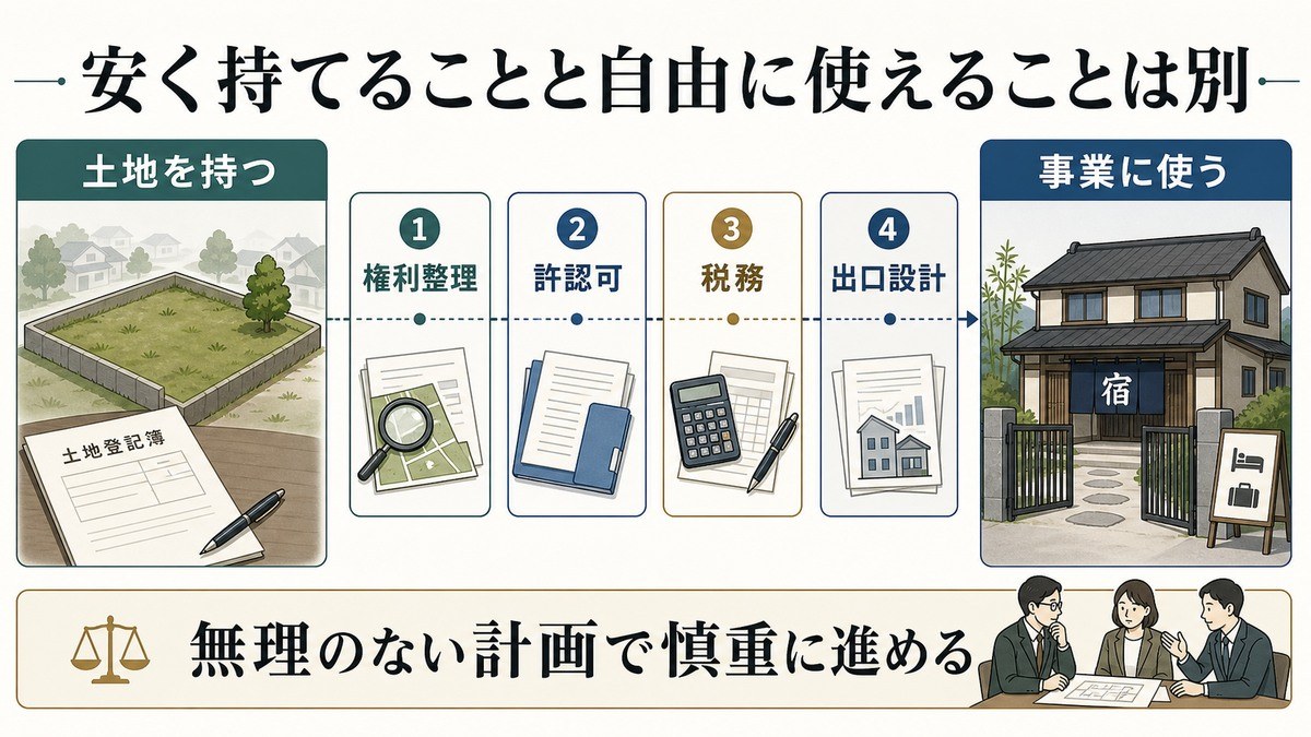 まとめ——「安く土地を持てる」ことと「自由に使える」ことは別物の要点を整理した図解