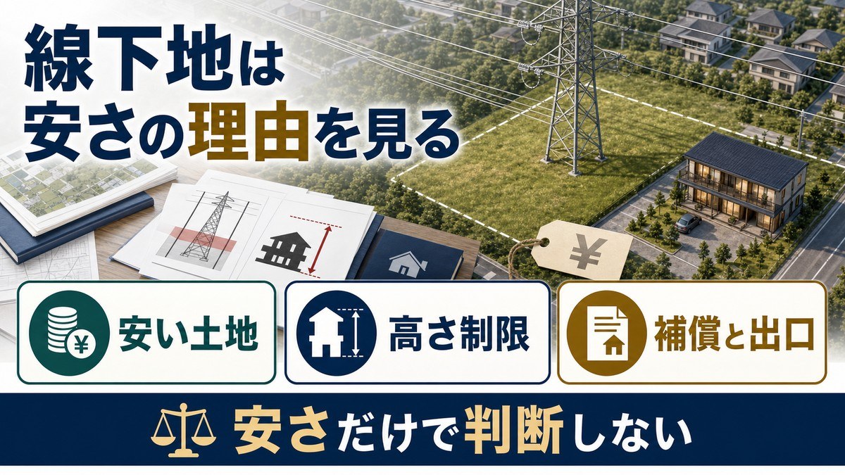 送電線の下の安い土地——「線下地」という視点の要点を整理した図解