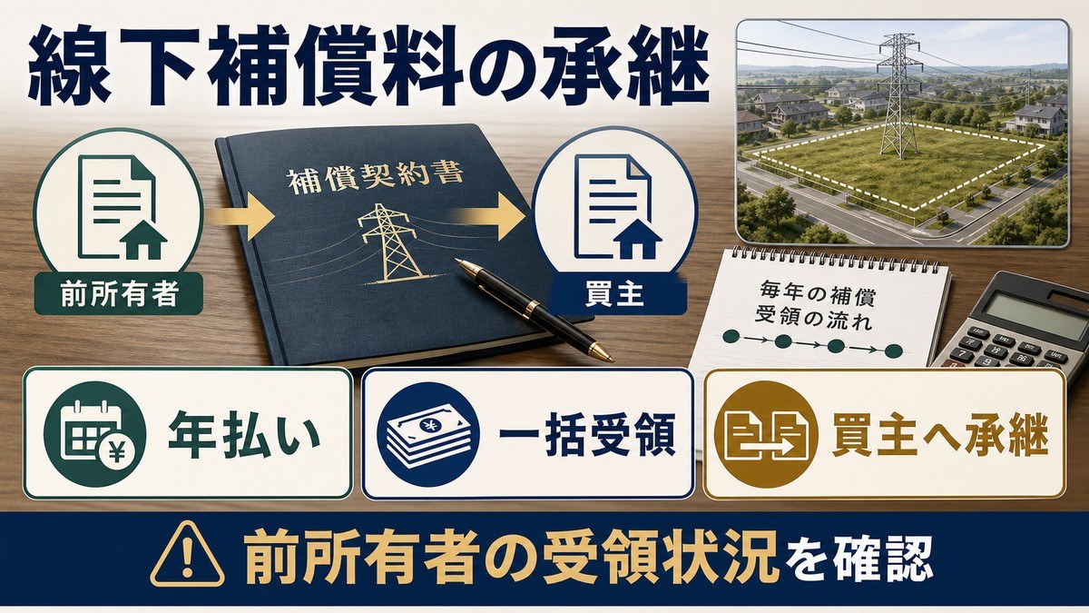 線下補償料——前所有者が受領済みなら買主は受けられないの要点を整理した図解