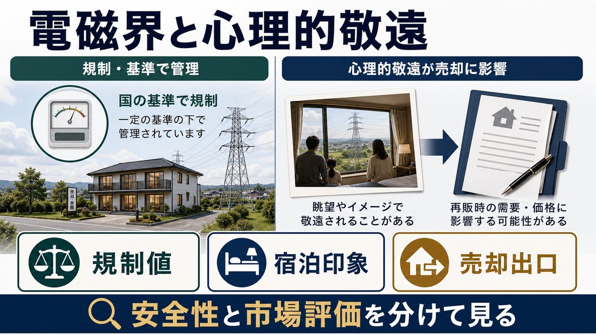 電磁界の規制と心理的敬遠——出口への影響の要点を整理した図解