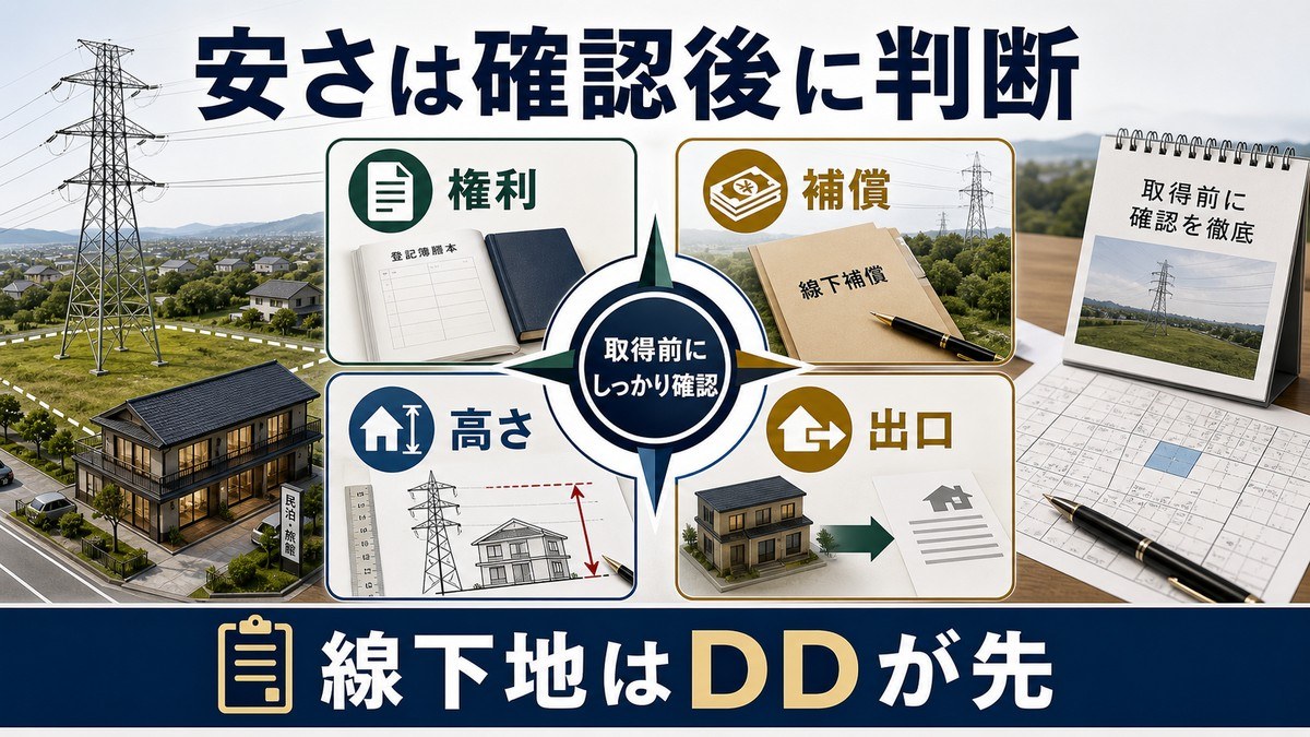 まとめ——「線下地の安さは、権利・補償・建築制限を確かめてから」の要点を整理した図解