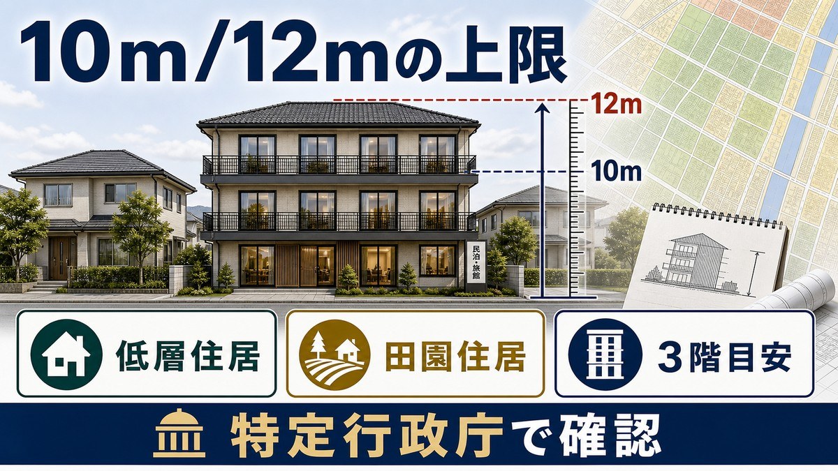 絶対高さ制限——低層住居専用地域の10m/12mの要点を整理した図解