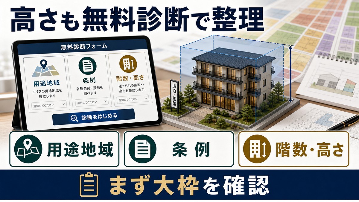 あなたの物件で民泊・旅館業ができるか無料診断の要点を整理した図解