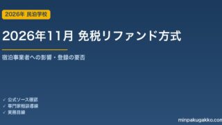 民泊・宿泊施設のインバウンド免税対応 2026年11月改正ガイド｜リファンド方式への移行と宿泊事業者への影響