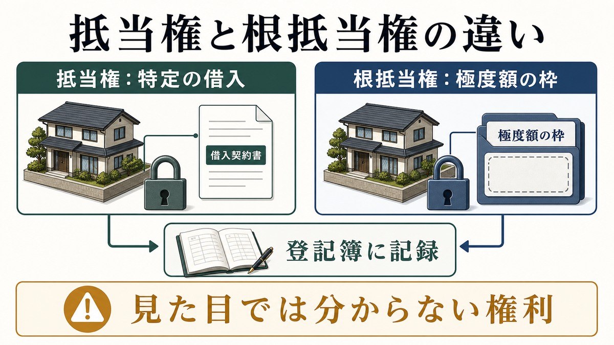 抵当権・根抵当権とは何か——民法369条・398条の2の基本の要点を整理した図解