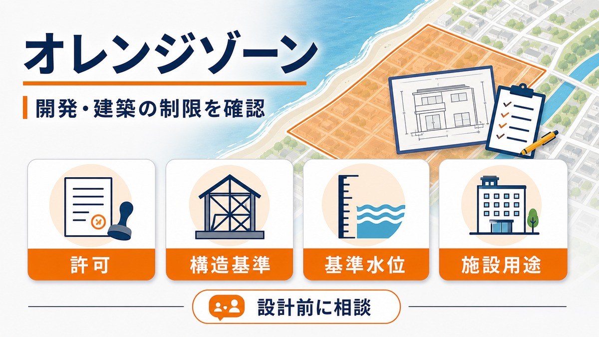 オレンジゾーンで許可・構造基準・基準水位・施設用途を設計前に確認する図解