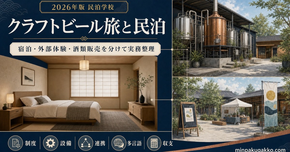 クラフトビール旅に対応する民泊の制度・設備・連携・多言語・収支を整理した2026年版ガイドのアイキャッチ