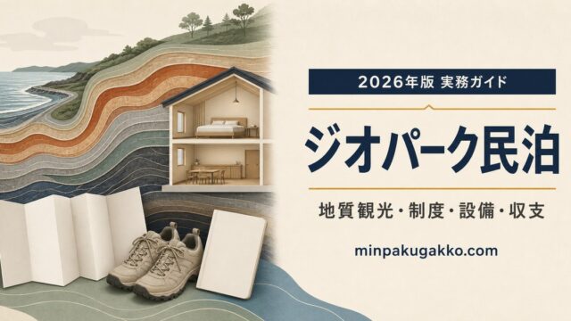 民泊とジオパーク・地質観光の需要、制度、設備、集客、収支を整理した2026年版ガイドのアイキャッチ