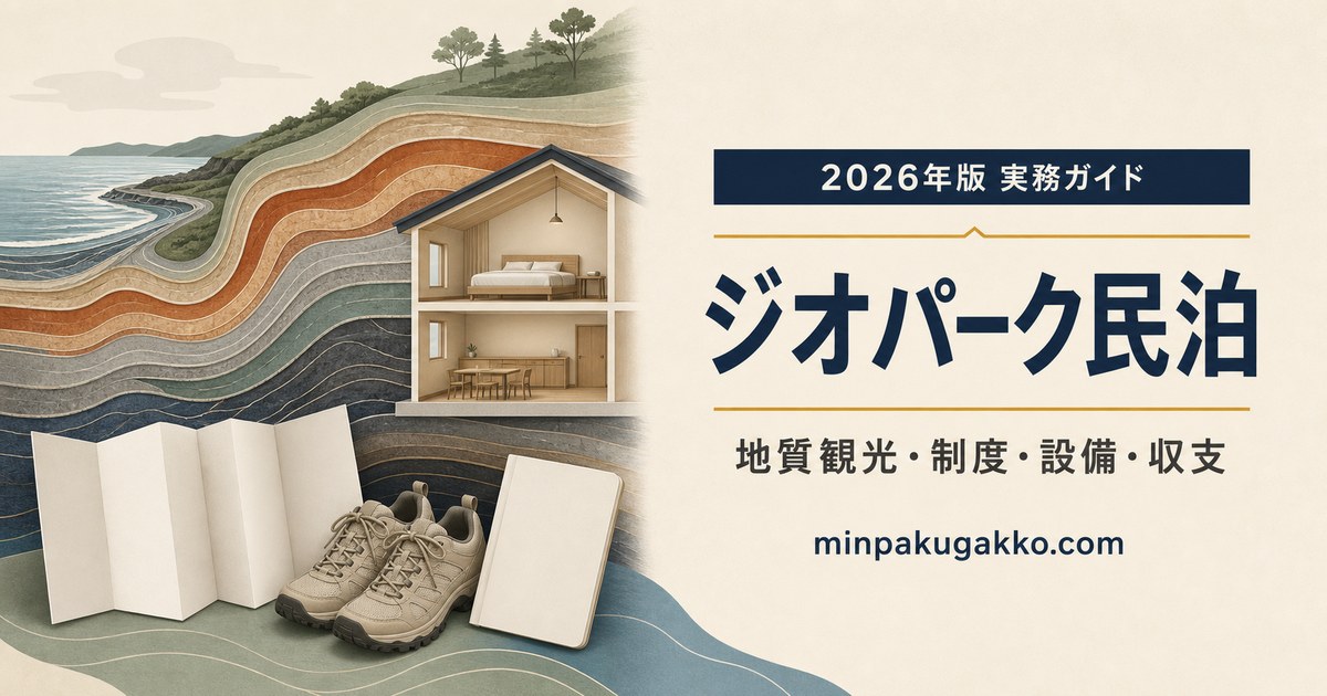 民泊とジオパーク・地質観光の需要、制度、設備、集客、収支を整理した2026年版ガイドのアイキャッチ
