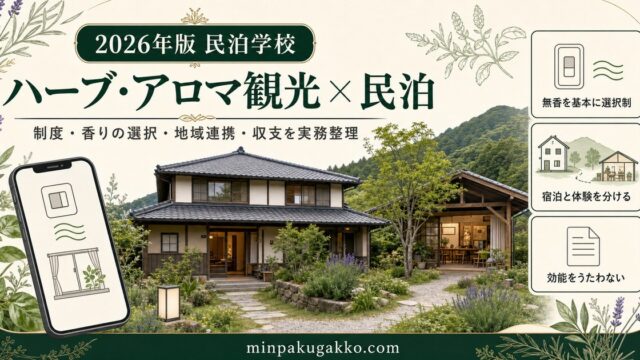 ハーブ・アロマ観光と民泊の制度、香りの選択、地域連携、収支を整理したアイキャッチ画像