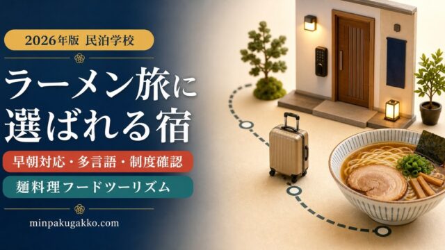 ラーメン旅に選ばれる民泊の早朝対応・多言語案内・制度確認を示すアイキャッチ