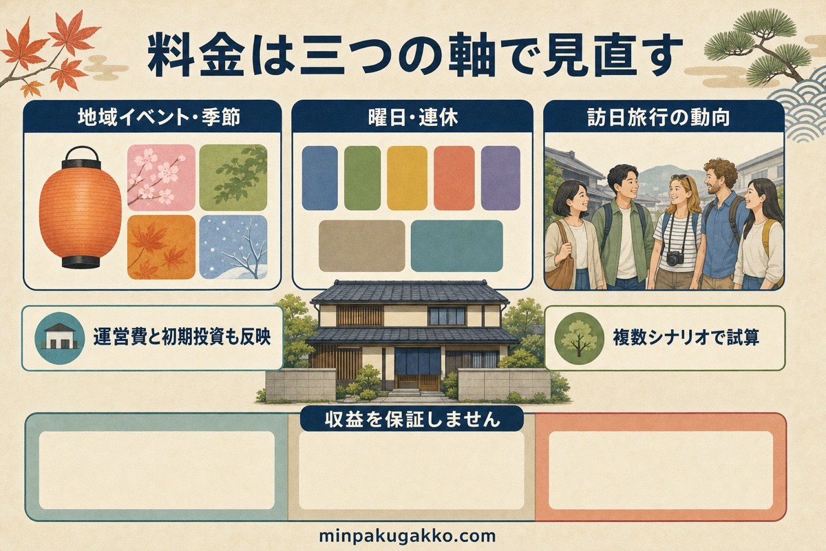 昭和スポット近隣の料金を地域イベント、曜日連休、訪日動向、費用、複数試算で考える図
