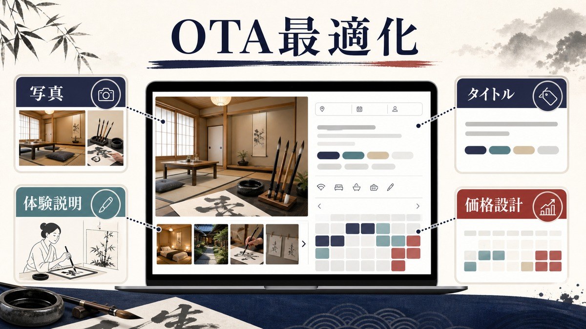 書道体験向けOTAリスティング最適化と価格設計の図解