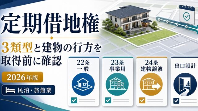 定期借地権の3類型と建物の行方を取得前に確認する民泊・旅館業向け図解