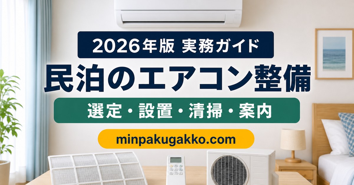 民泊のエアコン整備について選定・設置・清掃・案内を整理するアイキャッチ画像