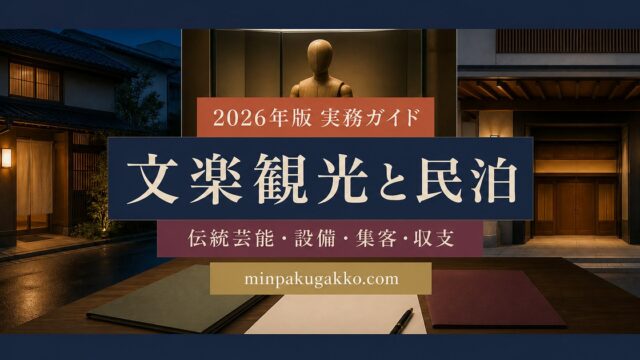 人形浄瑠璃・文楽観光に対応する民泊の設備、制度、集客、収支を整理した2026年版実務ガイド