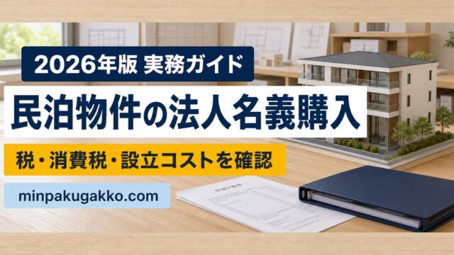 民泊物件を法人名義で購入する際の税・消費税・設立コストを整理した実務ガイドのアイキャッチ画像