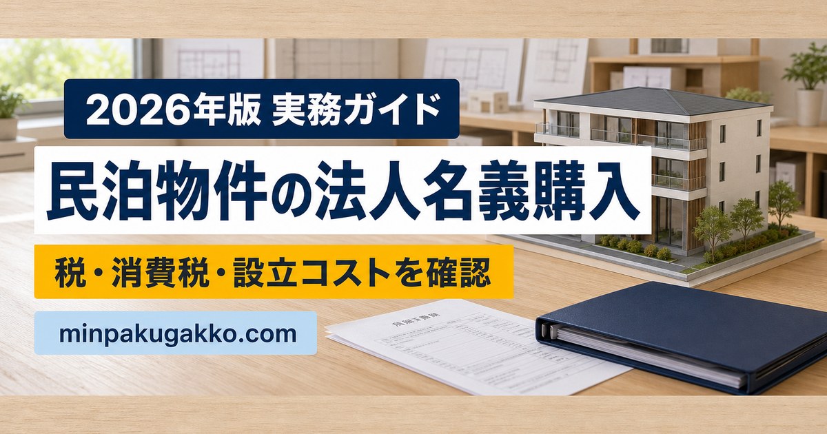 民泊物件を法人名義で購入する際の税・消費税・設立コストを整理した実務ガイドのアイキャッチ画像