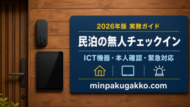 民泊の無人チェックインに必要なICT機器、本人確認、緊急対応を整理した実務ガイドのアイキャッチ画像