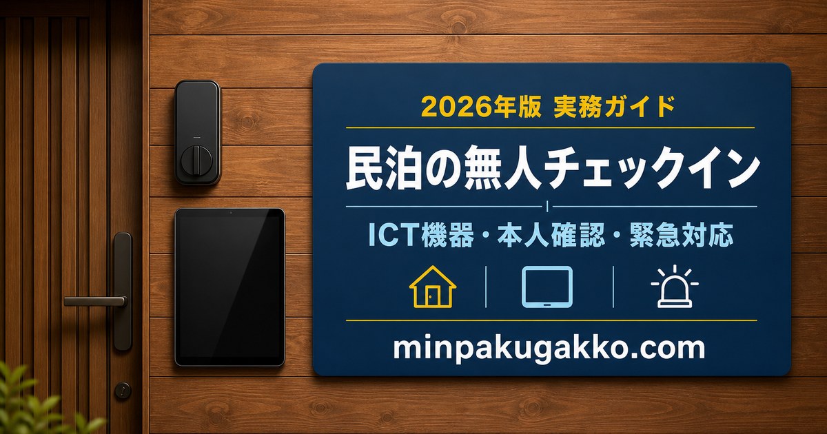 民泊の無人チェックインに必要なICT機器、本人確認、緊急対応を整理した実務ガイドのアイキャッチ画像