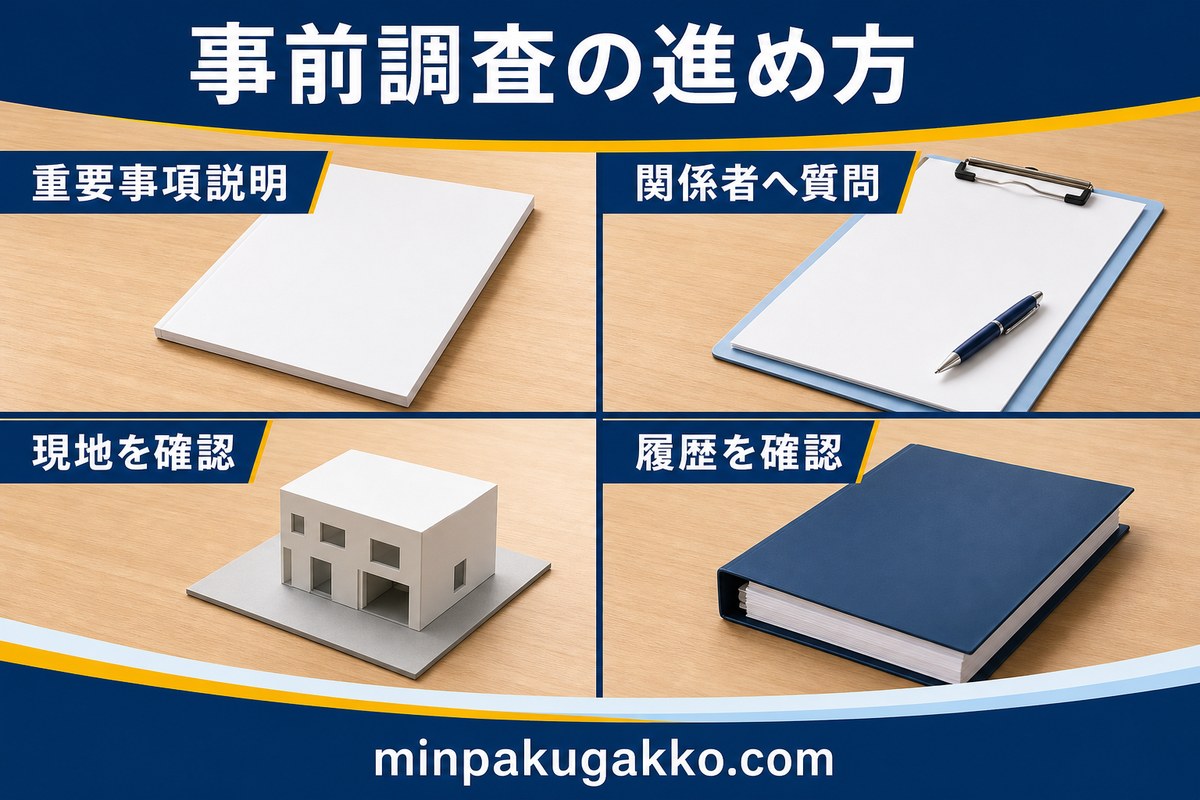 心理的瑕疵に関する物件の事前調査を進める図