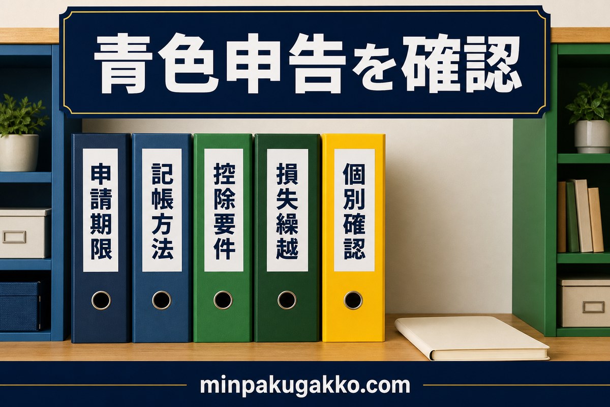青色申告と開業費を帳簿・証憑・届出・申告区分から確認する図