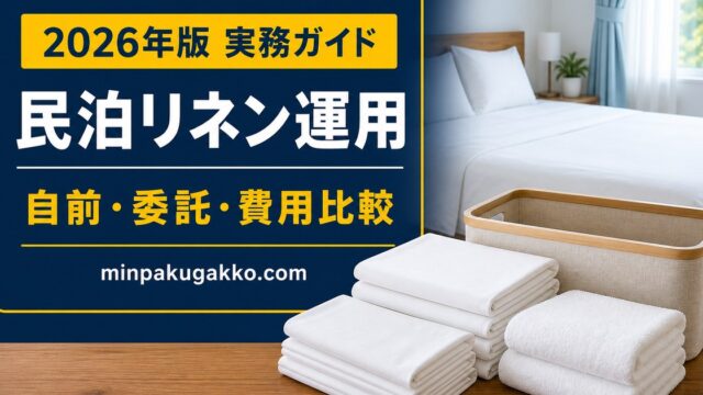 民泊リネンの自前運用、委託、費用比較を整理したアイキャッチ画像