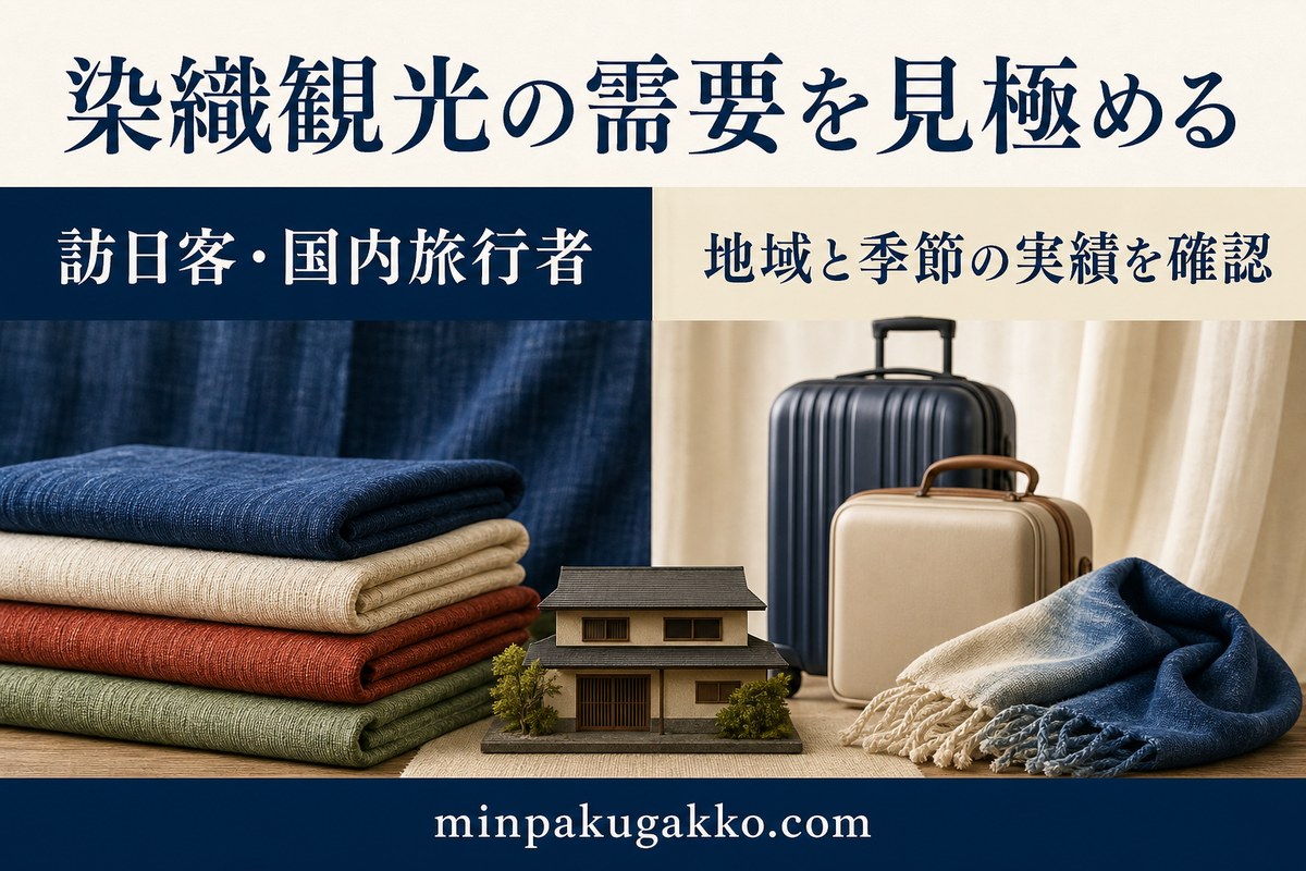 染織観光需要を訪日客、国内旅行者、地域差、季節差で整理した図解