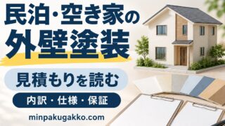 民泊物件・空き家の外壁塗装で見積もりの内訳・仕様・保証を確認するためのイメージ