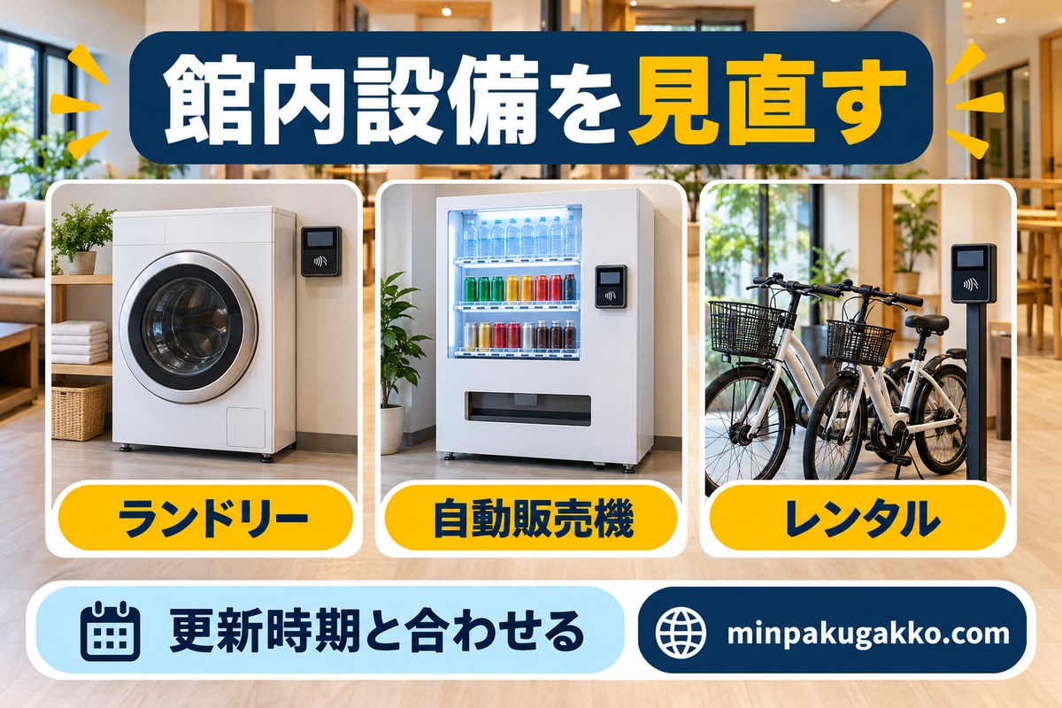 ランドリー・自動販売機・レンタル設備のキャッシュレス化を整理する図