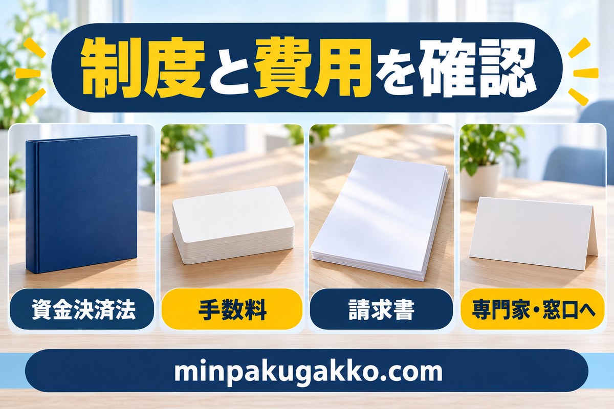 資金決済法・手数料・請求書を確認し専門家や窓口へ相談する図