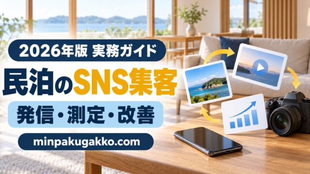 民泊のSNS集客で発信・測定・改善を行う実務イメージ