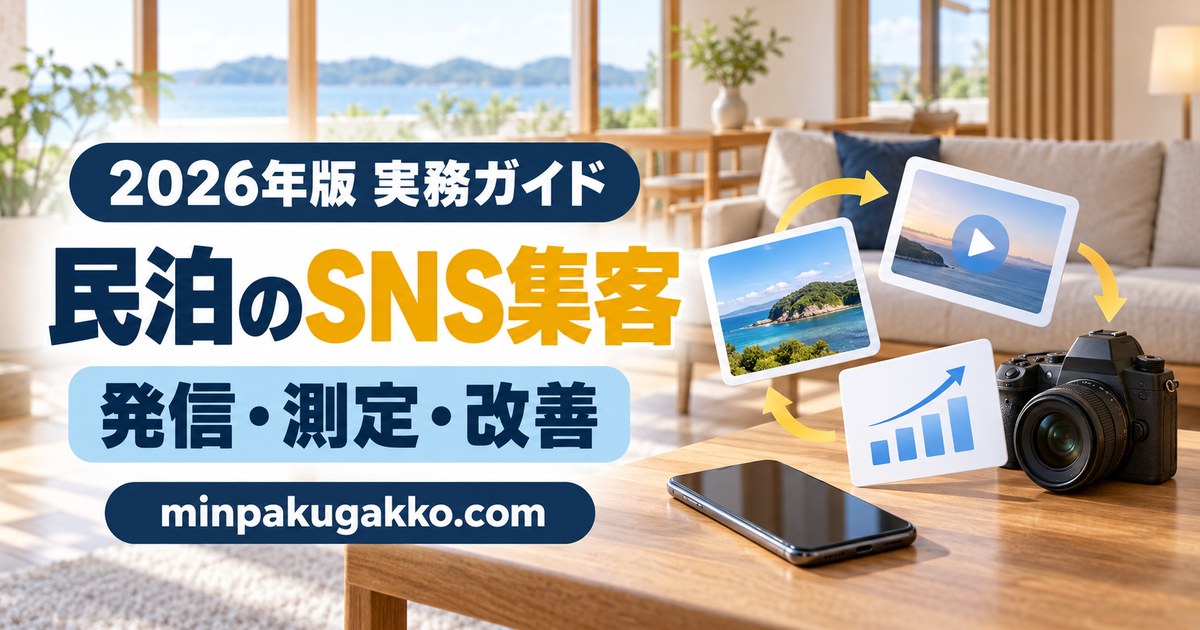 民泊のSNS集客で発信・測定・改善を行う実務イメージ