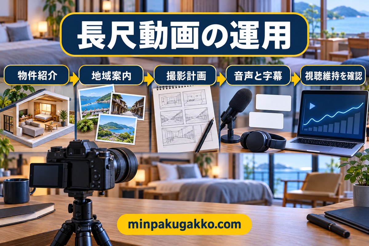 民泊の長尺動画を企画・撮影・改善する図