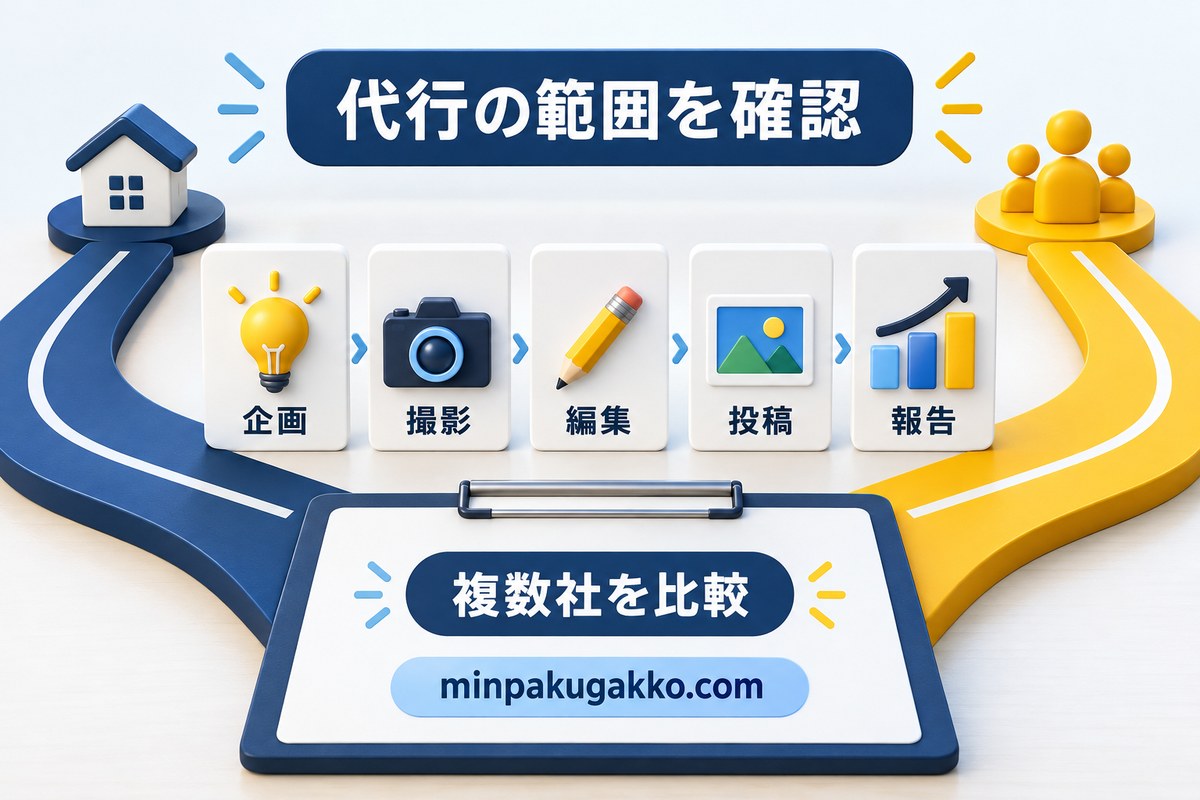 SNS運用代行の業務範囲を比較する図